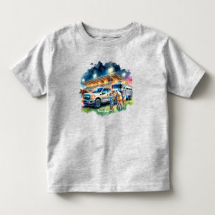 Camiseta Infantil Vaqueira de Rodeio Com Caminhão e Reboque de Caval