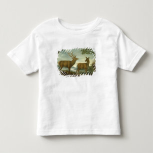 Camiseta Infantil Veado e traseiro em uma paisagem arborizada