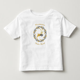 Camiseta Infantil Veado Feliz Natal com Coroa Amarela Personalizado