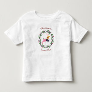 Camiseta Infantil Veado Feliz Natal com Coroa Personalizada