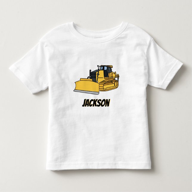 Camiseta Infantil Veículo de Construção de Bulldozer Personalizado (Frente)