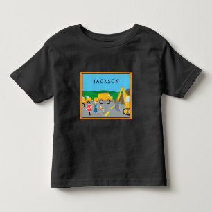 Camiseta Infantil Veículo De Construção De Garoto Bonito Monogram