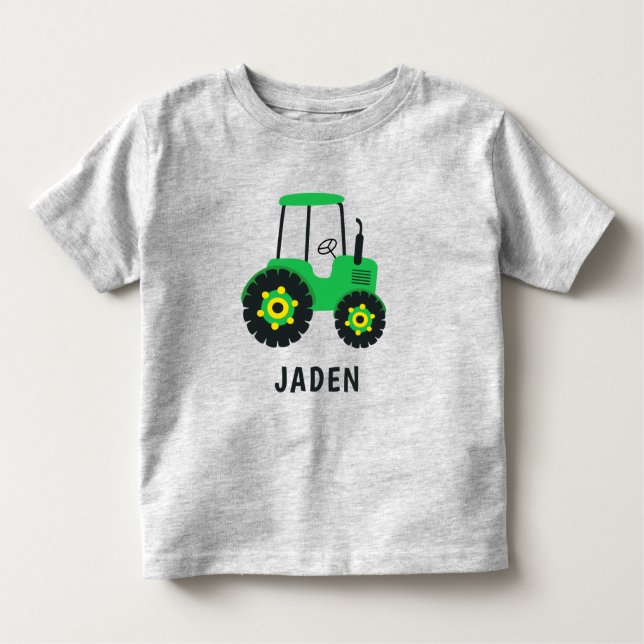 Camiseta Infantil Veículo de Fazenda Personalizado de Trator Verde p (Frente)