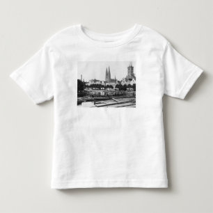 Camiseta Infantil Venda de madeira no rio Trave, Lubeck, c.1910