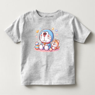 Camiseta Infantil Venha Venha Gato E Doraemon