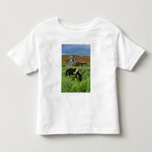 Camiseta Infantil Ver cavalos num campo na Palha 2