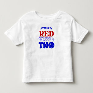 Camiseta Infantil Vermelho Branco & Dois Festa de Aniversário de 2 a