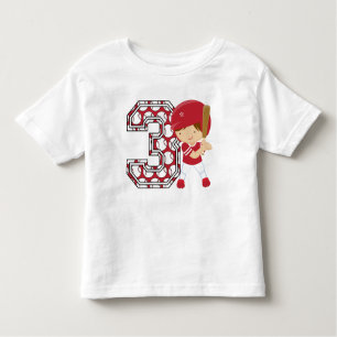 Camiseta Infantil Vermelho e branco da massa do basebol do
