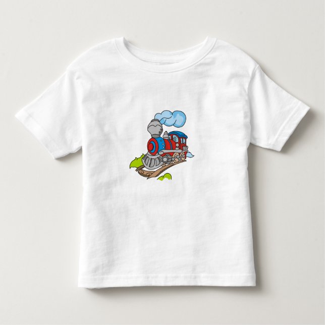 Camiseta Infantil Vermelho e trem azul (Frente)