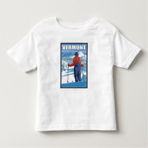 Camiseta Infantil VermontSkier que admira a vista