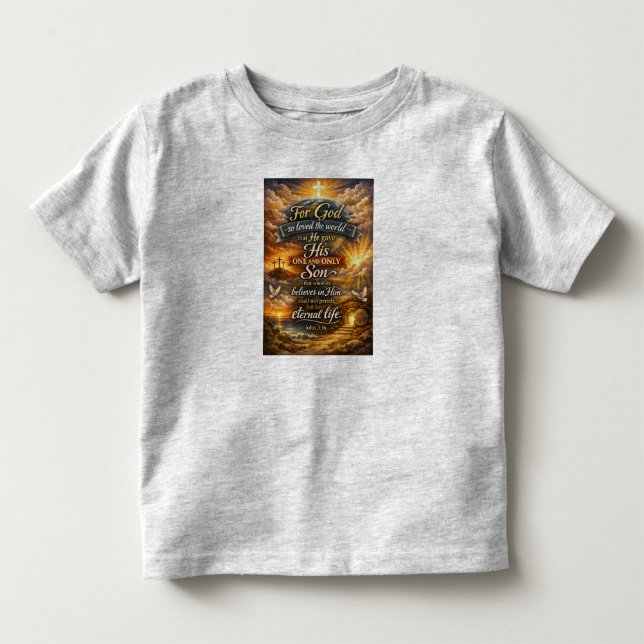 Camiseta Infantil Versículo Bíblico João 3:16 (Frente)