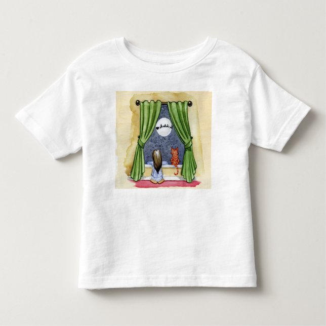 Camiseta Infantil Véspera de Natal Cama Cóta Criança e Gatinho (Frente)