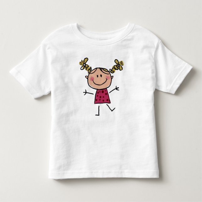 Camiseta Infantil Vestido Cor de Água Feliz Vestido Rosa Elegante (Frente)