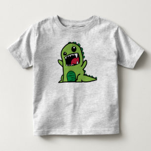 Camiseta Infantil Vestido de criança do Dinossauro Verde