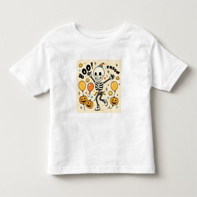 Camiseta Infantil Vetor de Halloween do Skeleton de dança divertida  (Frente)