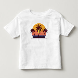 Camiseta Infantil Vetor de pôr do sol com palmeiras