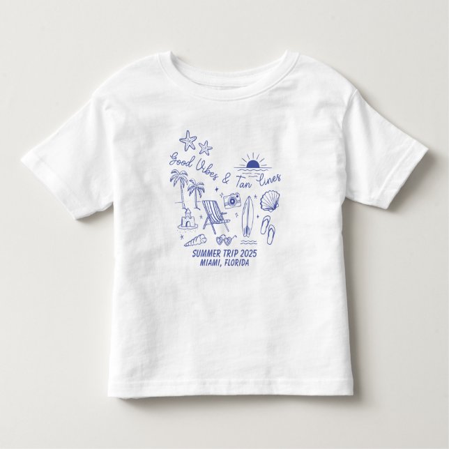 Camiseta Infantil Viagem de Família Personalizada de Verão na Praia  (Frente)