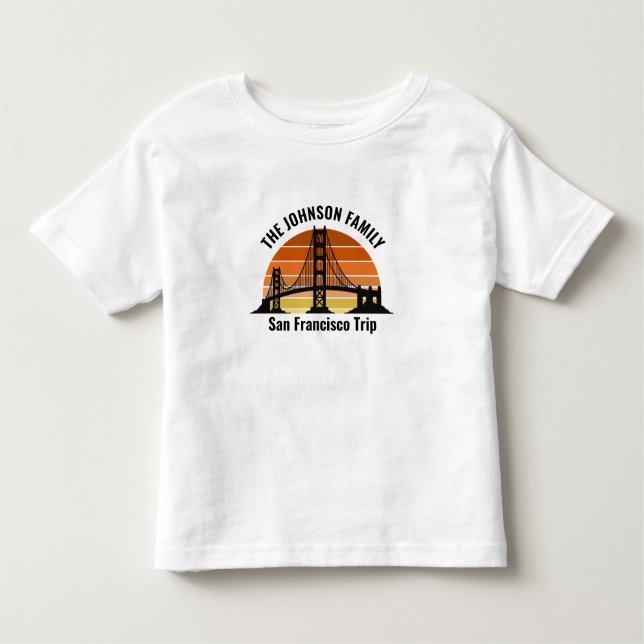 Camiseta Infantil Viagem Personalizada da Ponte Sunset de São Franci (Frente)