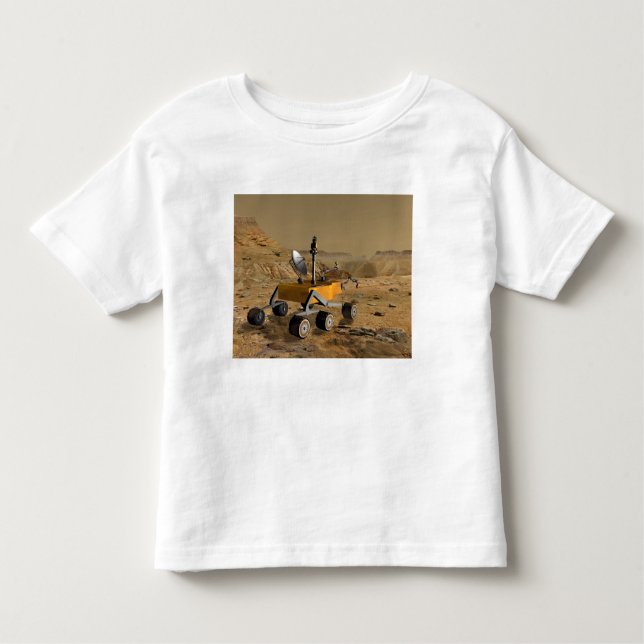 Camiseta Infantil Viagens do Laboratório de Ciência Mars perto de um (Frente)