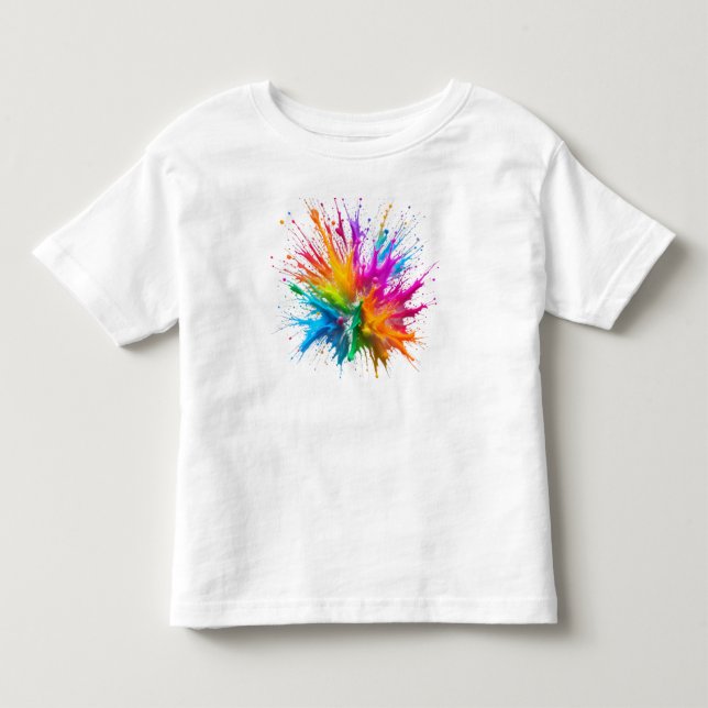 Camiseta Infantil Vibrant Rainbow Paint Splatter Explosion (Frente)