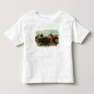 Camiseta Infantil Vida na pradaria - a caça do búfalo, 1862