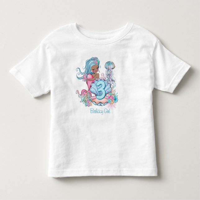 Camiseta Infantil Vida no Mar Mermaid | Festa de aniversário com ida (Frente)