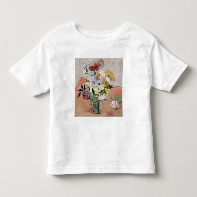Camiseta Infantil Vincent van Gogh | Rosas e anêmonas, 1890 (Frente)