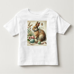 Camiseta Infantil Vintage Easter Bunny Rabbit Egg Watercolor