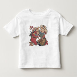 Camiseta Infantil Vintage Western Cowgirl Criança e Meia de Natal