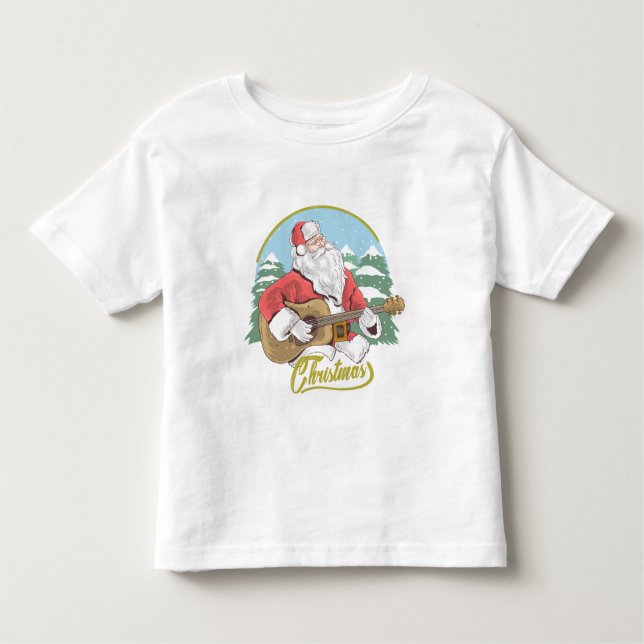 Camiseta Infantil Violão tocando Papai Noel | Natal (Frente)