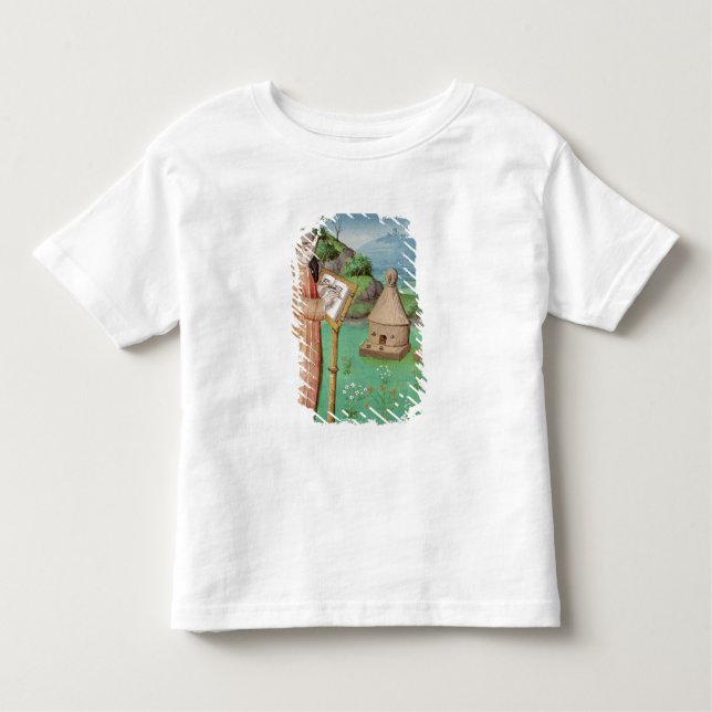 Camiseta Infantil Virgil escrevendo a vida das abelhas (Frente)