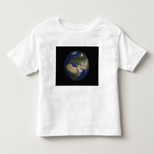 Camiseta Infantil Visão da Terra do cheio de África, Europa e Orient (Frente)