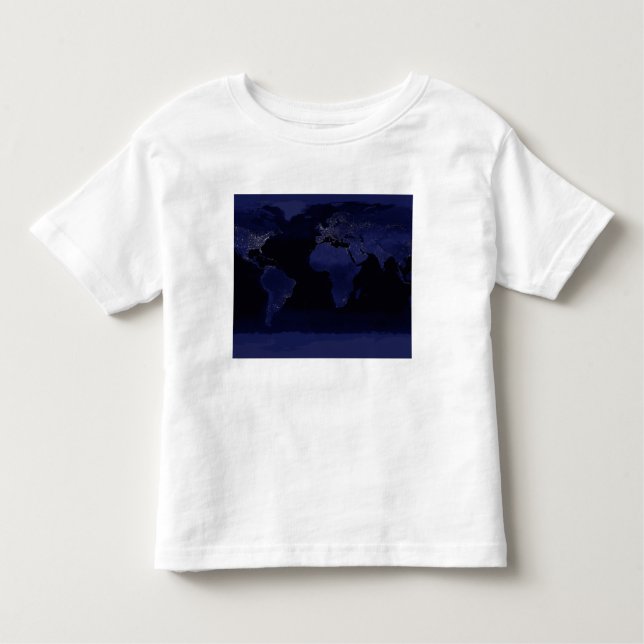Camiseta Infantil Visão Global das Luzes da Cidade da Terra (Frente)