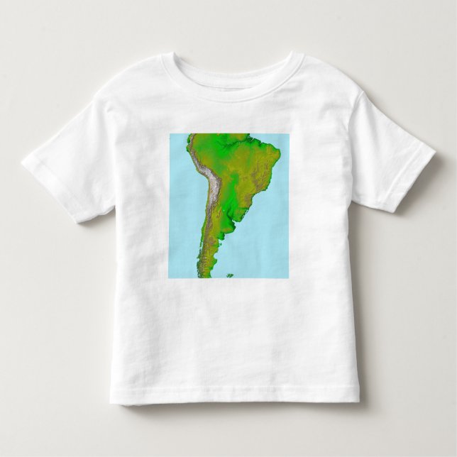 Camiseta Infantil Visão topográfica da América do Sul (Frente)