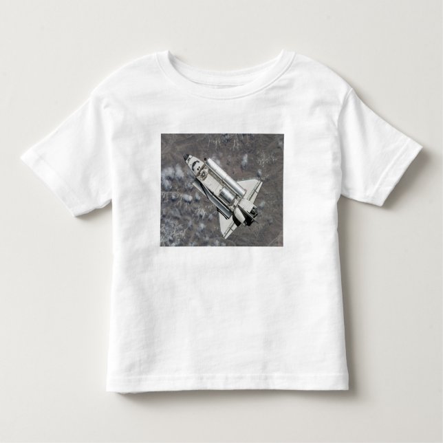 Camiseta Infantil Vista aérea da descoberta do Shuttle do Espaço (Frente)