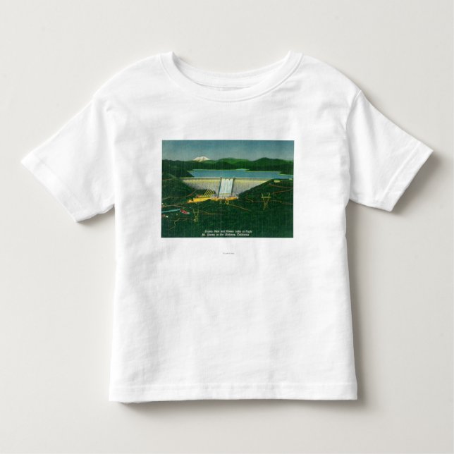 Camiseta Infantil Vista aérea da represa de Shasta, lago, montanha (Frente)