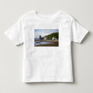 Camiseta Infantil Vista costeira com edifícios históricos, Oban,