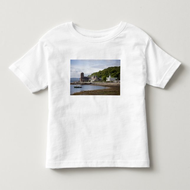 Camiseta Infantil Vista costeira com edifícios históricos, Oban, (Frente)