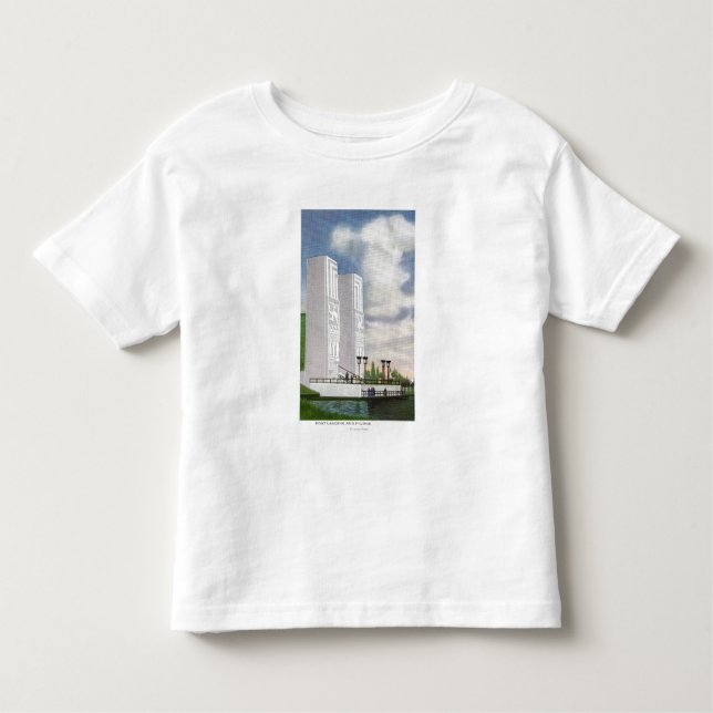 Camiseta Infantil Vista da aterragem e dos pilões do barco (Frente)