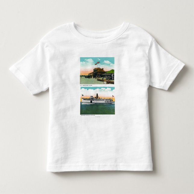 Camiseta Infantil Vista da casa do banho da praia do penhasco (Frente)