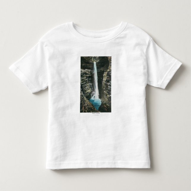 Camiseta Infantil Vista da cascata da caverna (Frente)