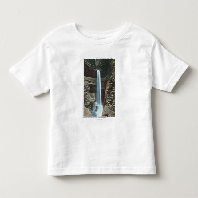 Camiseta Infantil Vista da cascata espectacular da caverna (Frente)