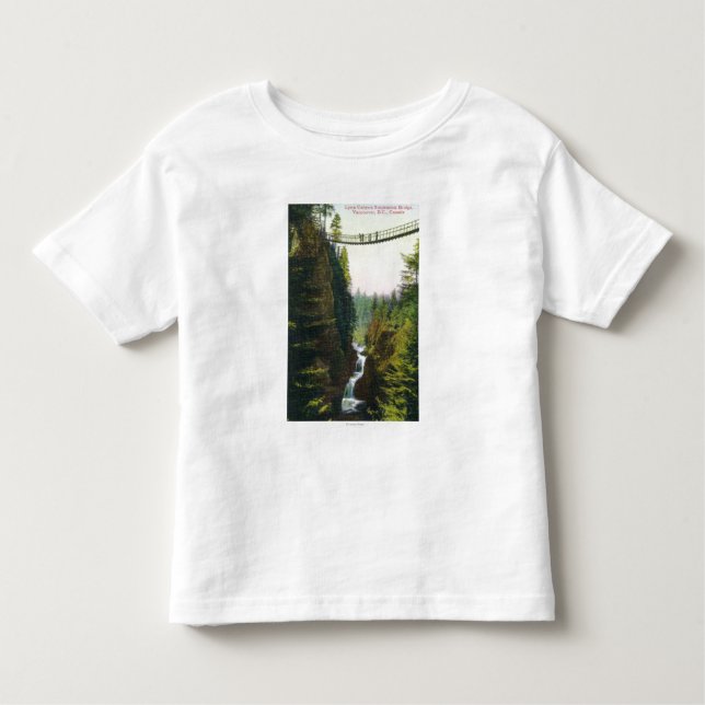 Camiseta Infantil Vista da ponte de suspensão da garganta de Lynn (Frente)