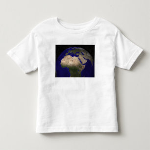 Camiseta Infantil Vista de África, Europa, o Médio Oriente, e dent