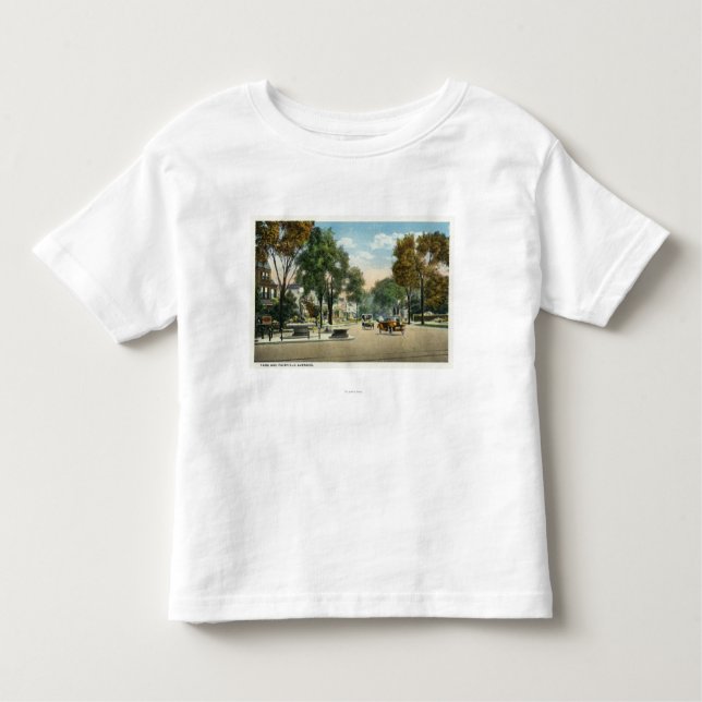 Camiseta Infantil Vista de avenidas do parque e do Fairfield (Frente)