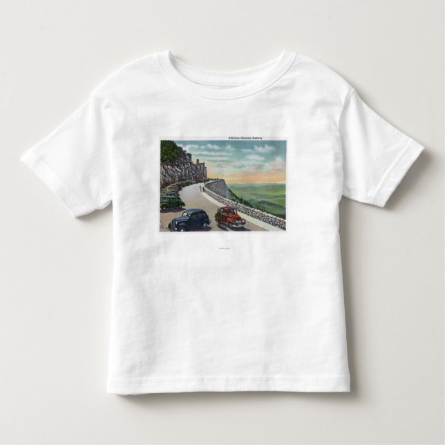 Camiseta Infantil Vista de carros velhos no memorial Hwy de (Frente)