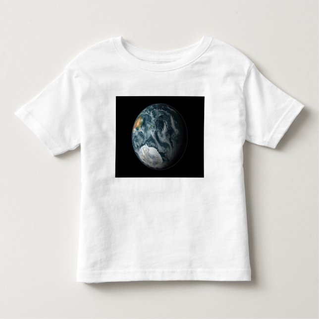 Camiseta Infantil Vista de cheio da Terra destacando a Antártica (Frente)