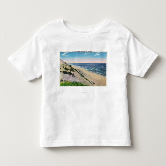 Camiseta Infantil Vista de dunas de areia e da praia (Frente)