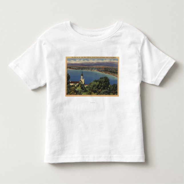 Camiseta Infantil Vista de praias de Redondo & de Hermosa, (Frente)