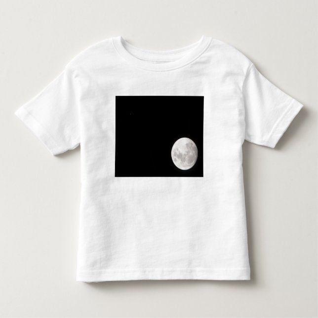 Camiseta Infantil Vista de um Lua de cheio, também mostra Marte (Frente)